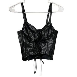 Black Faux Leather Corset Top